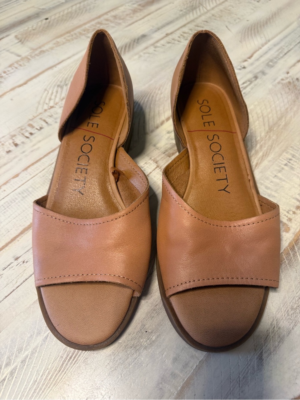 Sole Society Blush-Tan D'Orsay Open-Toe Flats - Picture 15 of 16